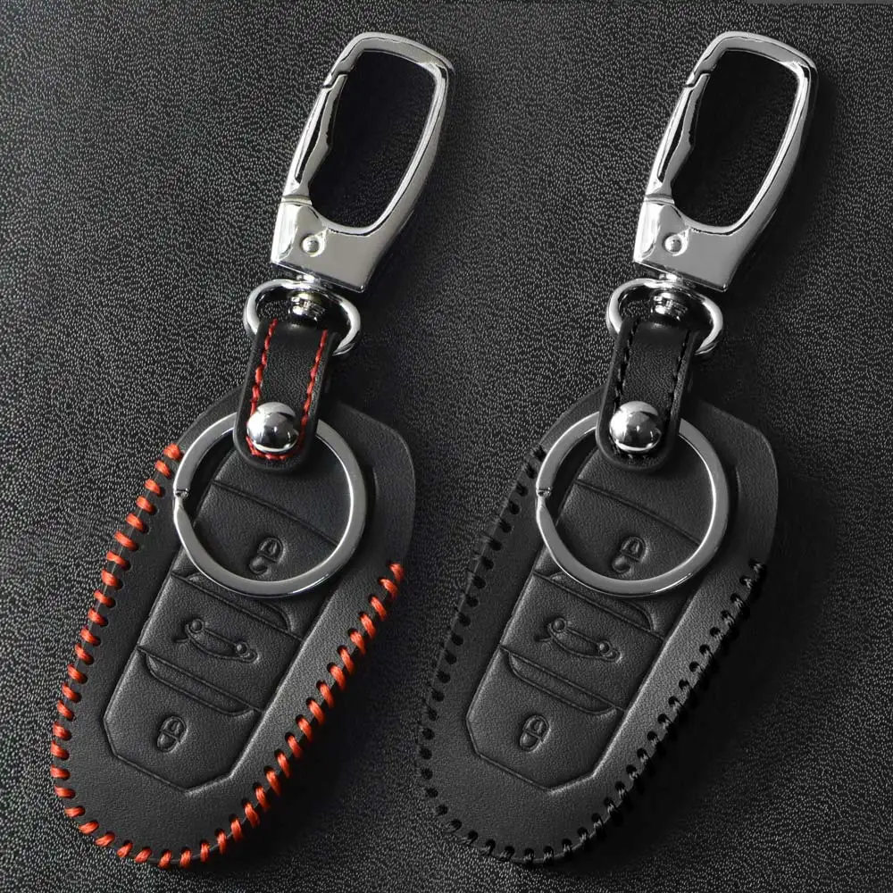 

Leather Car Styling Key Case Cover for Peugeot 3008 5008 208 307 308 508 2008 4008 Accessories Key Protector Cover Holder