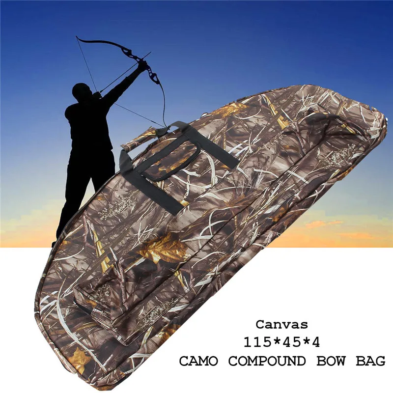 

High Quality 115*45*4cm Canvas Camo Camouflage Compound Bow Bag Archery Arrow Carry Bag Case Outdoor Hunting Holder Pouches