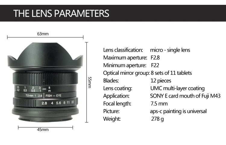 7 ремесленников 7,5 мм f2.8 Рыбий глаз объектив 180 APS-C ручной фиксированный объектив для E Mount Canon EOS-M Mount Fuji FX Mount Лидер продаж