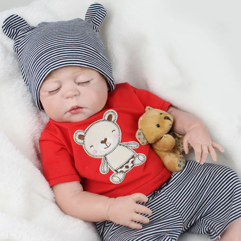 22" full silicone doll reborn boy toys realistic sleeping ...