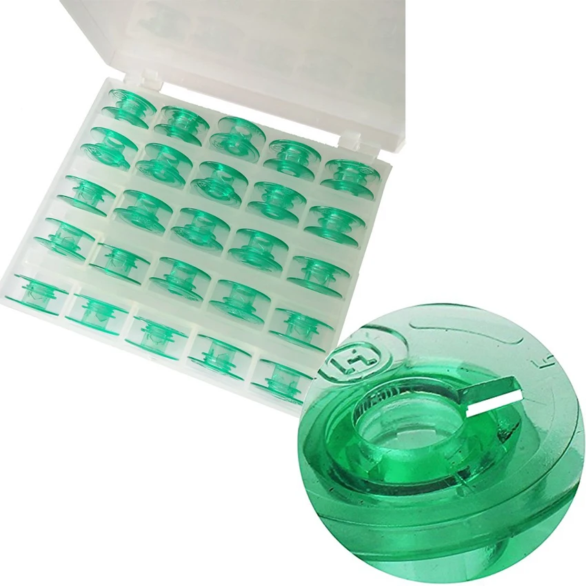 Зеленые шпульки водного цвета шпульки с отверстием для резьбы для Husqvarna Viking4123078-G, 4131825-45,4125615-45(25 шт с коробкой