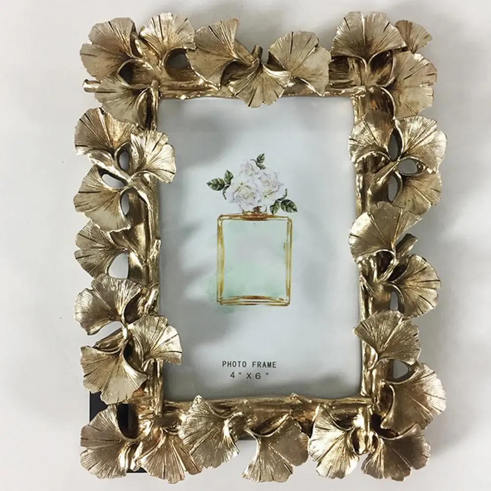 

vintage photo frame Creative Resin flower DIY Photo Album gold silver Concise picture frame for home family marcos para fotos