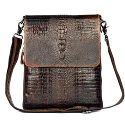 Натуральная кожа сумка для Для мужчин Крокодил Аллигатор Для Мужчин's Бизнес сумка-почтальонка Путешествия Crossbody сумки мужской Ipad планшета