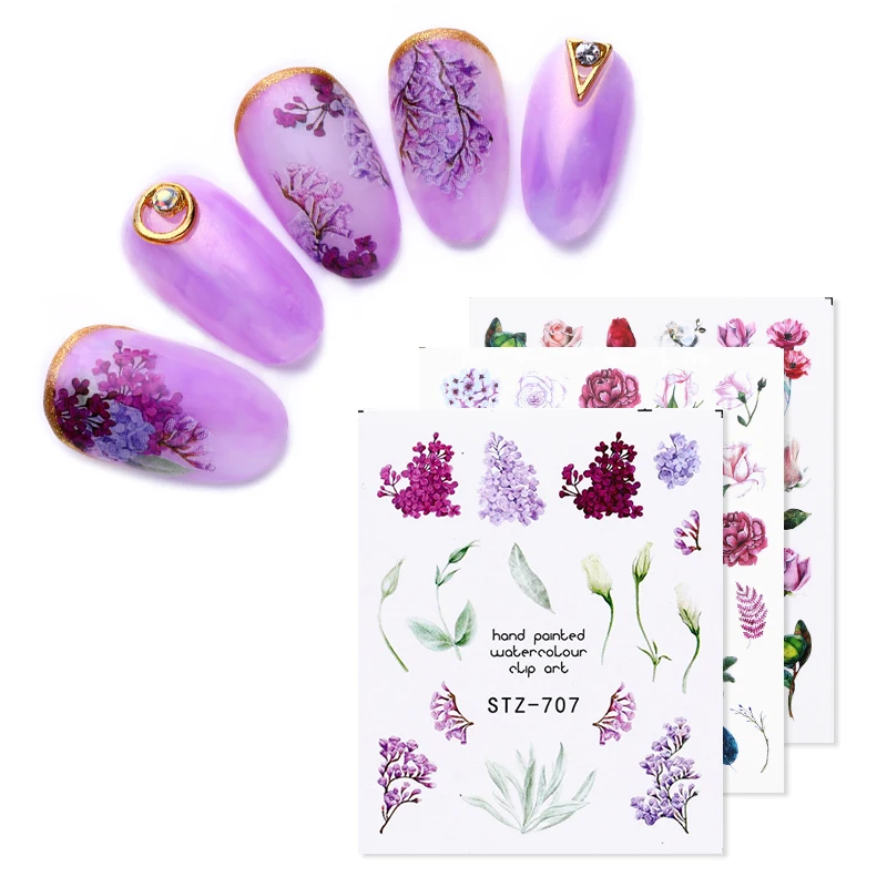 

24 Sheets/Set Nail Water Decals Multi Patterns Flower Images Nail Art Transfer Stickers Manicure DIY Decoration
