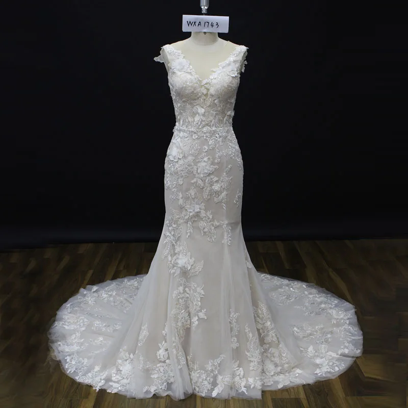 Vestido De Noiva Sereia Новый v-образный вырез Русалка свадебное платье es без рукавов с