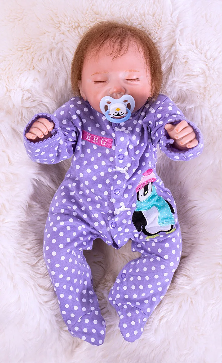 

Hair Rooted Realistic Reborn Baby Dolls Soft Silicone 19" /48cm Lifelike Newborn Doll Girl XMAS