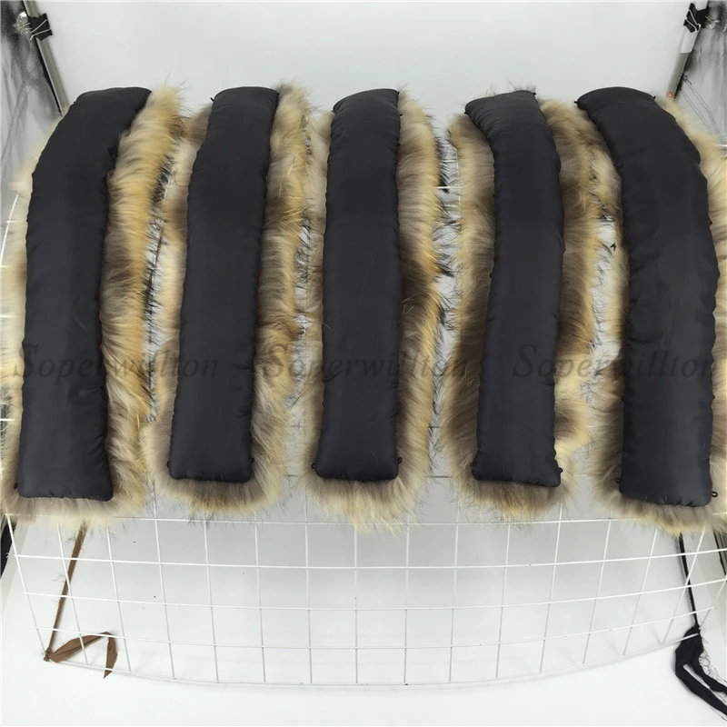 80 см Зима натуральный мех енота женские шарфы и воротник модное пальто свитер куртка шарфы большого размера шапка D