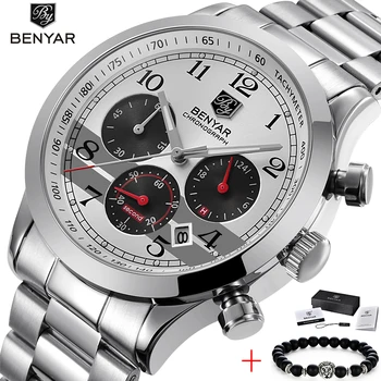 

BENYAR Top Luxury Brand Men Military Sport Watches Men's Quartz Clock Full Steel Waterproof Wrist Watch relogio masculino 5107