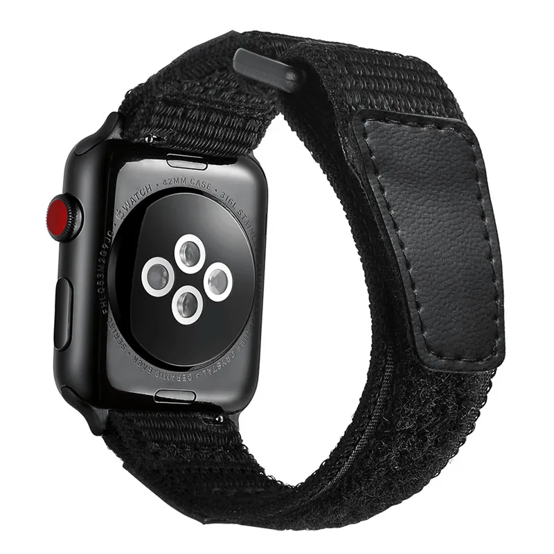 Ремешок сменный нейлоновый для Apple Watch iWatch Series 3 2 1 черный тканый браслет наручных