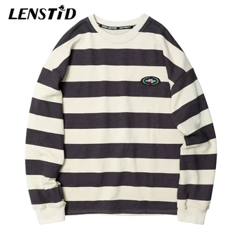 

LENSTID Striped Pullover Sweatshirts Hoodies 2019 Men Harajuku Hip Hop Hipster Casual Sweatshirt Tops Fashion Male Streetwear