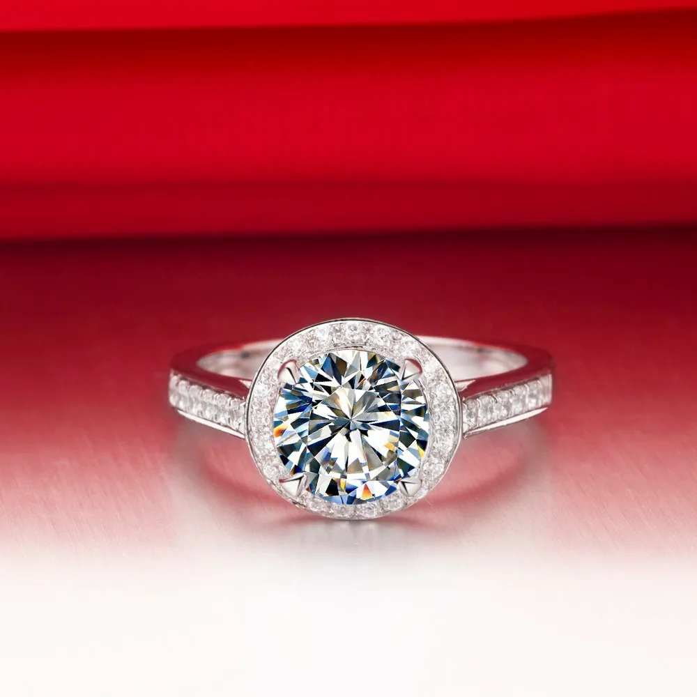Threeman бренд натуральной золото предложить au750 золотые украшения полу крепление 1ct синтетических алмазов Обручение кольцо для Для женщин невесты ювелирные изделия