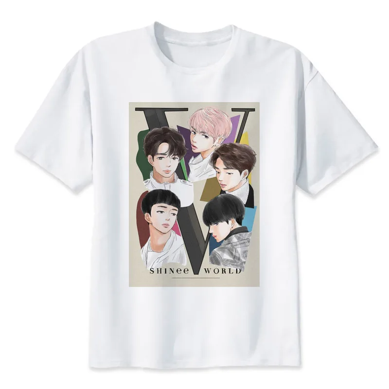 

shinee kpop T-Shirt men 2019 Summer fashion tshirt casual white print t shirt for male comfortable boy top tees y2131