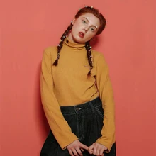 Весна-осень, высокое качество, Женская Базовая футболка, рисунок из мультфильма, вышивка, буквы, желтая футболка, топ, хлопок, водолазка, длинный рукав