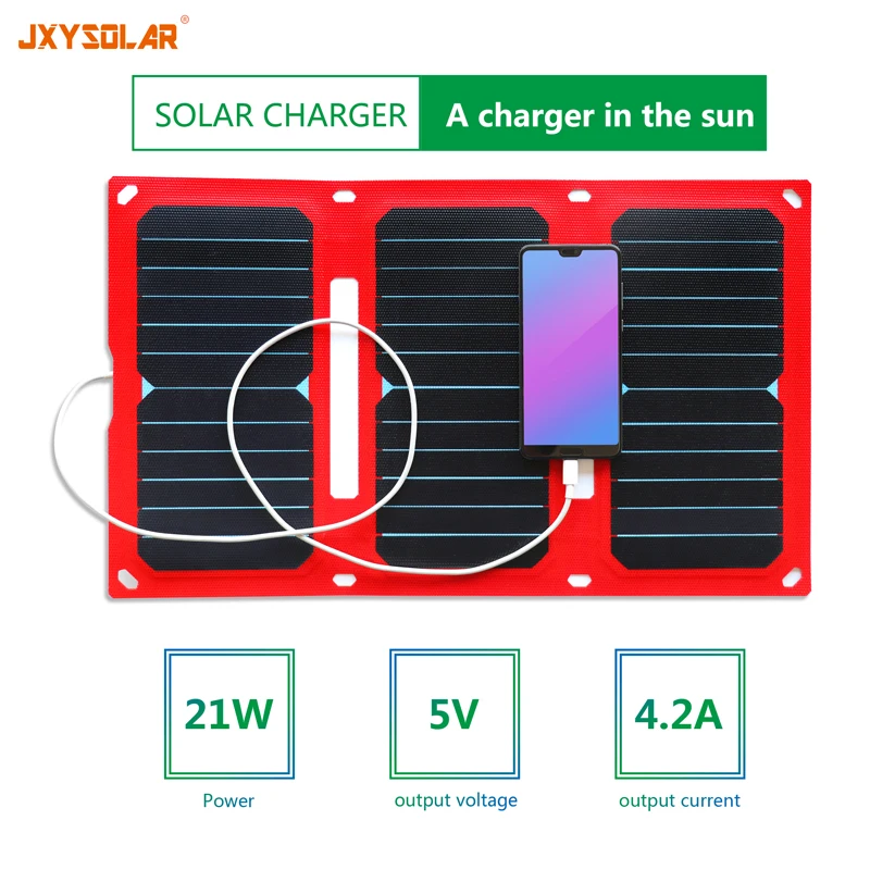 SUNPOWER 21W Солнечная Складная Сумка 5V Наружное складное солнечное зарядное устройство 2 USB выход максимум 4.2a