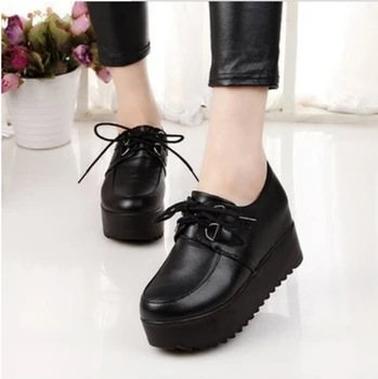 

2018 New Fashion British Goth Punk Creepers Flats Hot Sale Lace up Skull American Fashion Boat Shoes A16