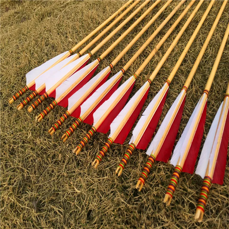 

12PCS Traditional Wooden Arrows Turkey Feather 28-34" Archery For Longbow Recurve Hand-Made