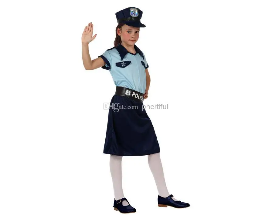 wholesale 2016 new style carnival cosplay costume party clothing for kids knitted police girl skirts costumes blue color - Girls Cop Halloween Costume wholesale 2016 new style carnival cosplay costume party clothing for kids knitted police girl skirts costumes blue color - Girls Cop Halloween Costume
