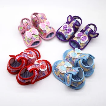 

Kids Baby Girl Soft Sole Summer Shoes Anti-slip Floral Print Prewalker Double Bowknot Design First Walker Walking Shoes new