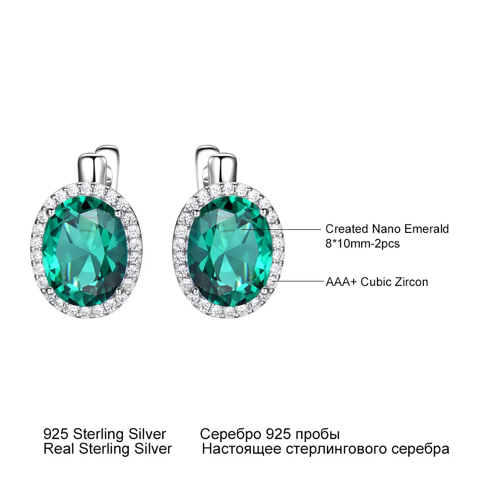 UMCHO Genuine 925 Sterling Silver Earrings Nano Emerald Gemstone Clip On Earrings For Women Engagement Wedding Gift Fine Jewelry