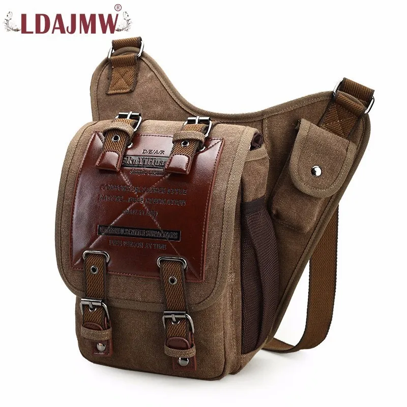 LDAJMW New Retro Canvas Men Bag Fashion Large Capacity Multi-layer Men's Shoulder Messenger Bag Multi-functional Postman Bag