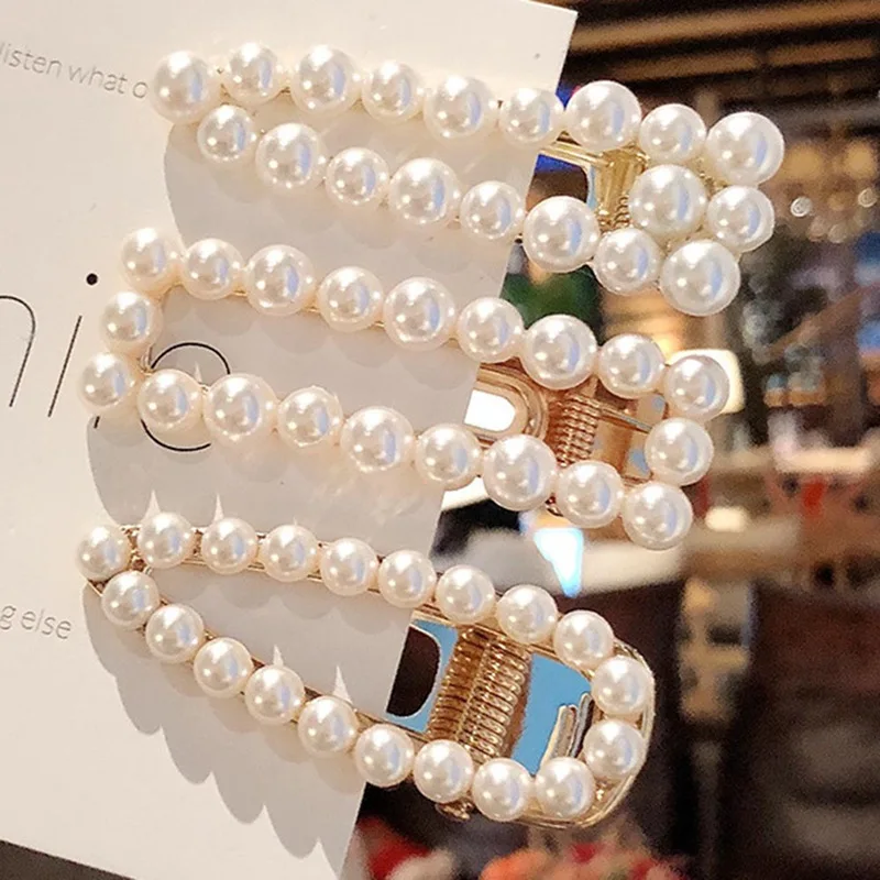 

New Fashion Rhinestone Pearl Hairpins Girls Barrettes HairPins For Women Geometric Hair Clip Headwear Styling Tools