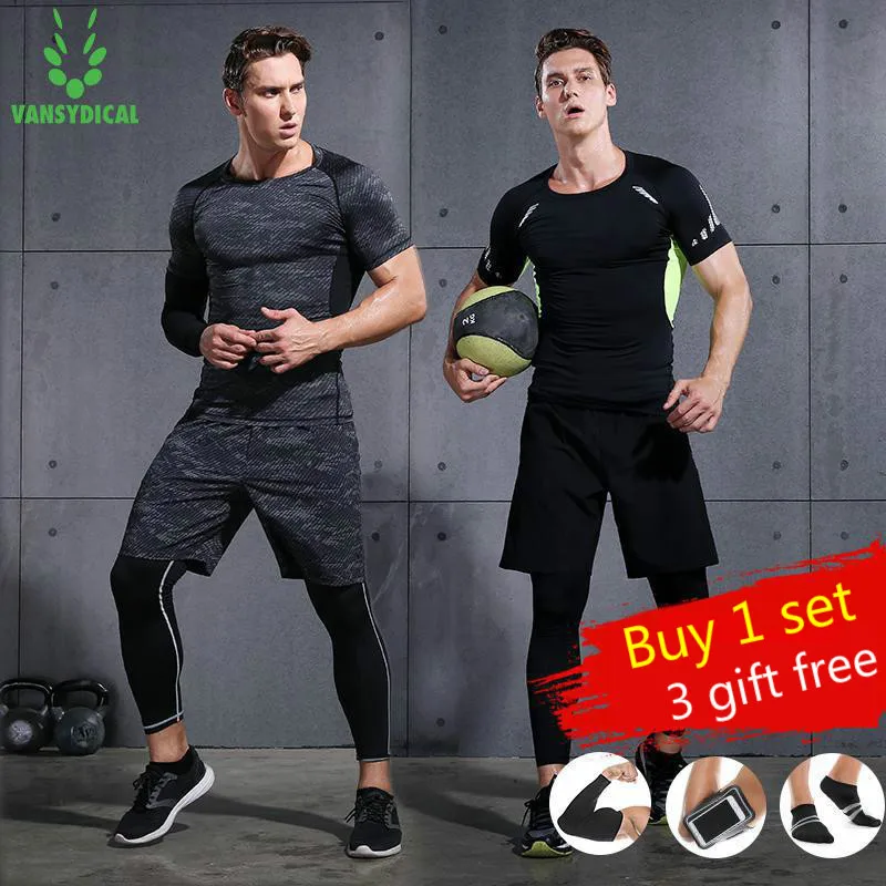 

2017 Vansydical Men's Sport Running Suits Homme Quick Dry Basketball soccer Jersey Training Tracksuits Men Gym Clothing Sets