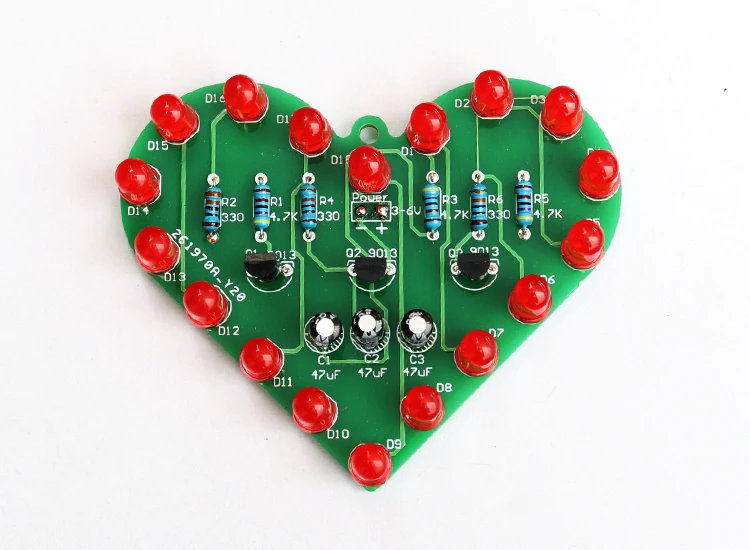 

diy electronic kit set Heart-shaped LED kit Water light parts Electronic diy production skills training