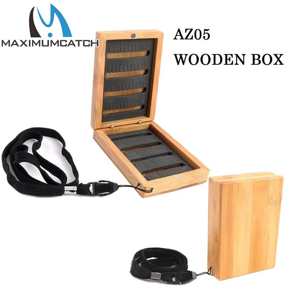 Maximumcatch 9.9x6.8x2.8cm AZ05 Wooden Fly Fishing Box with slit Foam