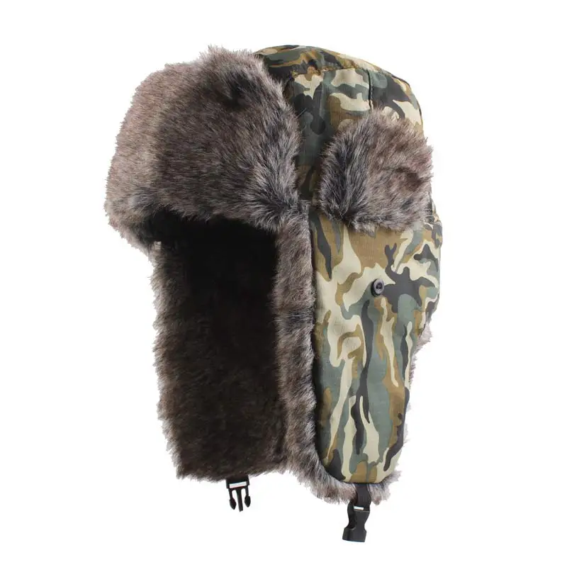 Winter outdoor camouflage trapper hat windproof velvet thick earflaps