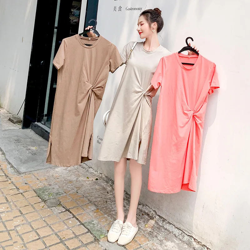 2019 Top kwaliteit Lente Lange Geplooide jurk Zomer Casual Vrouwen Hoge Taille Elascity
