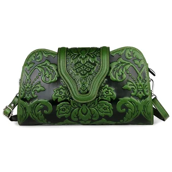 

Hot Brand Vintage Flower Cross-body Bag 2019 Luxurious Cowhide Leather Large Capacity Women Handbag High Quality Evening Bags