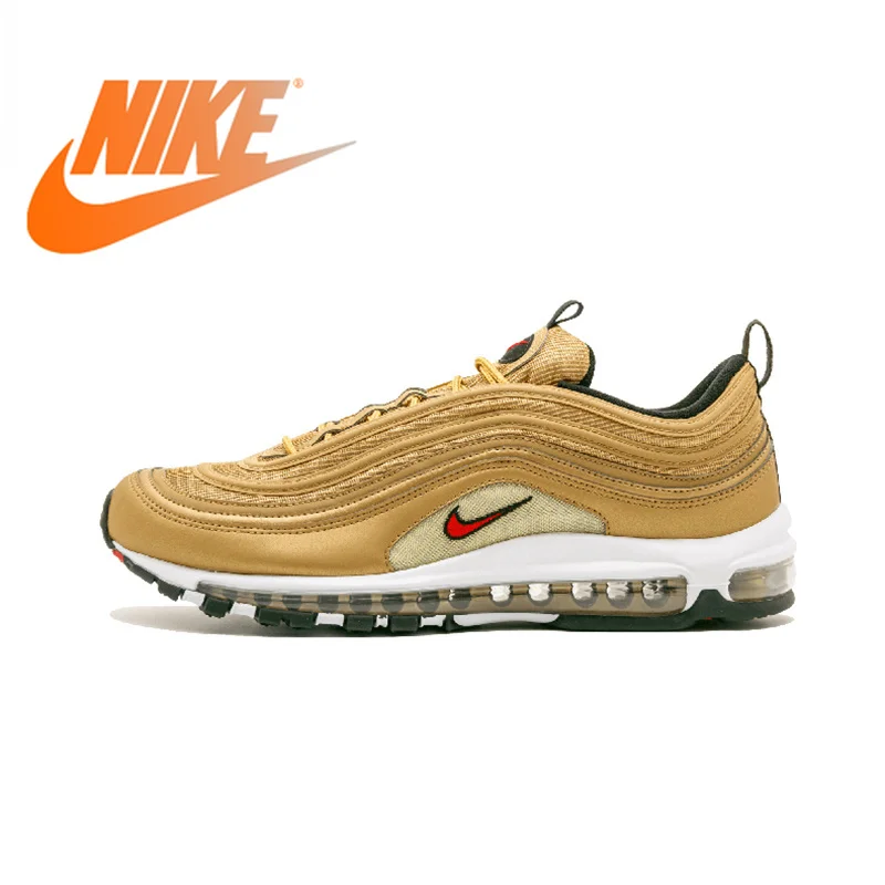 Официальный Подлинная Nike Air Max 97 OG QS выпуска для мужчин's кроссовки дышащие Спортивные кроссовки Открытый спортивные для бега 884421