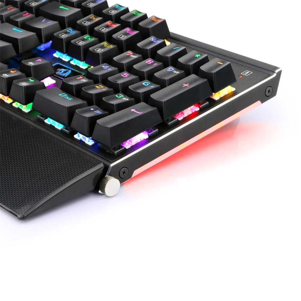 Redragon K567 RGB светодиодный Механический Клавиатура с 104 клавишами и подставкой для запястья синие переключатели игровая клавиатура для геймера