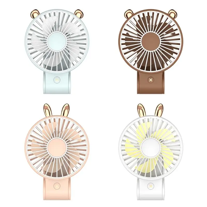 

270 Degree Adjustable Cute Rabbit Bear Mini USB Foldable Handheld Fan Easy to Carry Small Fan with Hanging Rope Summer Cooling S
