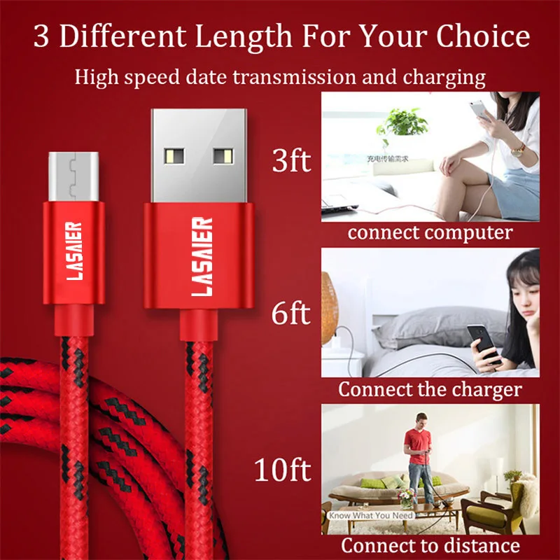 المصغّر usb كابل 2.4A سريع مزامنة بيانات كابل شحن سامسونج هواوي Xiaomi LG سوني HTC Andriod سلك Microusb الهاتف المحمول الكابلات المصغّر usb كابل 2.4A سريع مزامنة بيانات كابل شحن سامسونج هواوي Xiaomi LG سوني HTC Andriod سلك Microusb الهاتف المحمول الكابلات