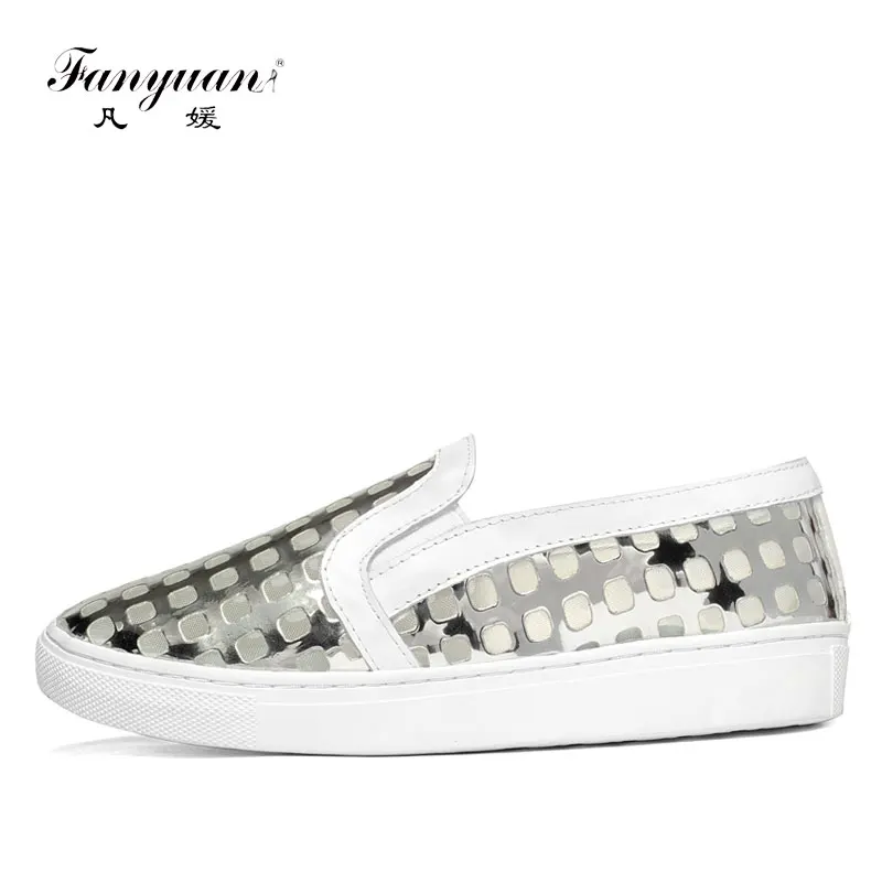 

Fanyuan 2017 Spring/Autumn Women Flats Shine Platform Loafers Patent Leather Geomitric Comfort Round Toe Slip-on Women Shoes