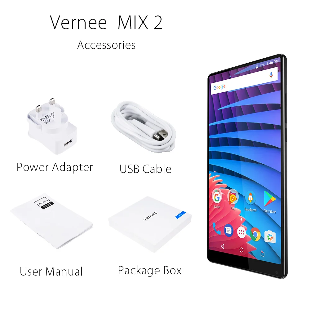 Vernee Mix 2 6," 18:9 FHD+ экран 6 ГБ+ 64 ГБ Android 7,0 13 МП двойной задний объектив P25 Восьмиядерный 2,5 ГГц смартфон с отпечатком пальца мобильный телефон