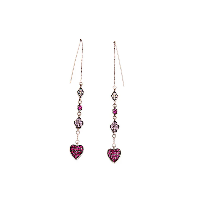 

Women's Fashion Drop Earrings Jewelry Bijoux Cute Elegant Rhinestone Heart Long Dangling Earring For Women Female E579a
