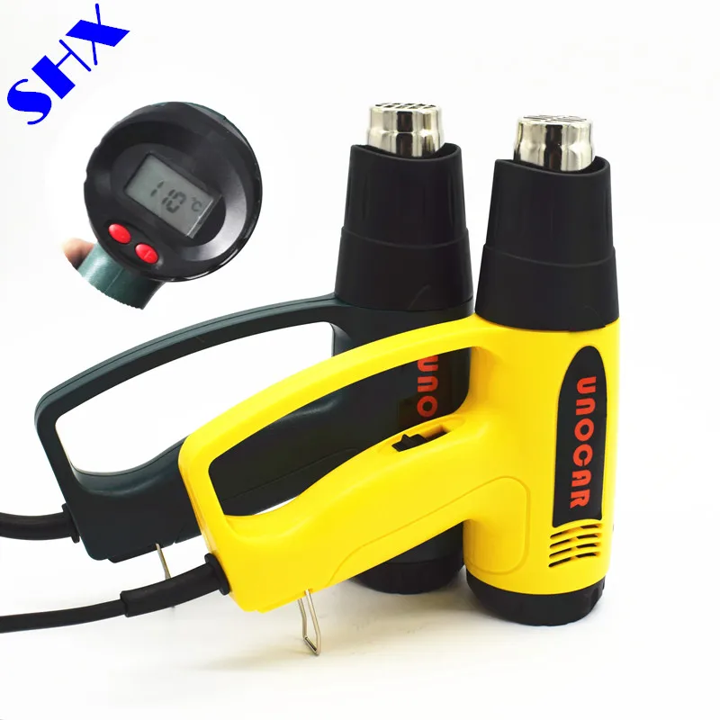 

2000W 220V EU Plug Industrial Electric Hot Air Gun Thermoregulator LCD Display Heat Guns Shrink Wrapping Thermal Heater Nozzles