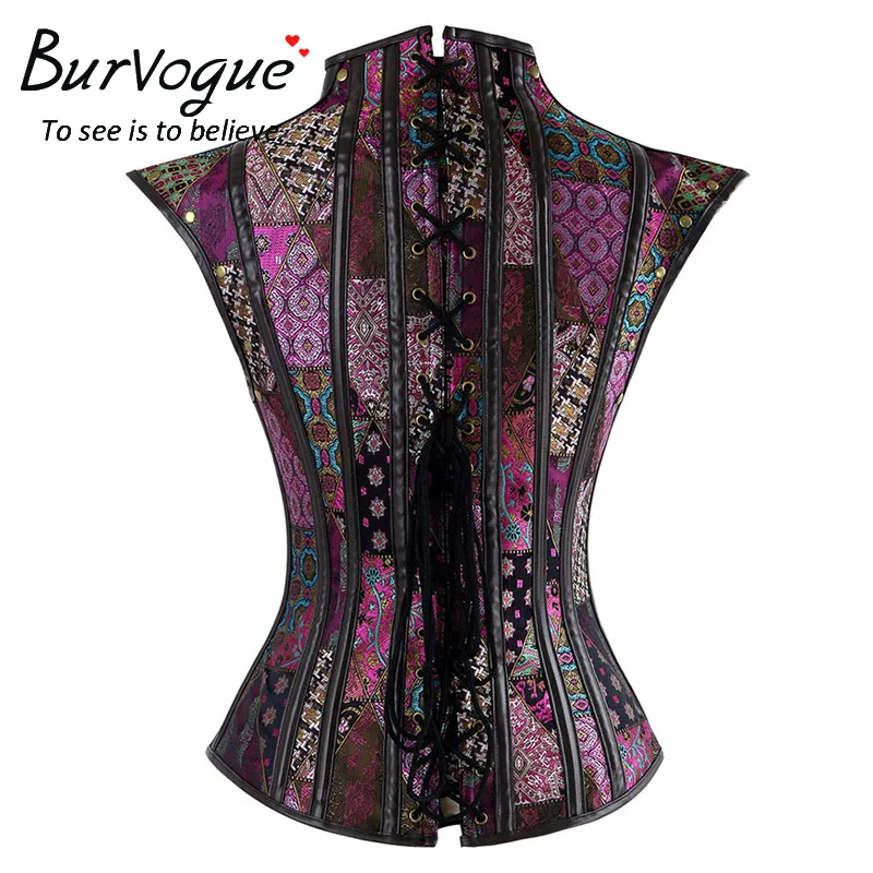 Готический корсет Burvogue в стиле стимпанк 12 стальных костей для похудения вечерние