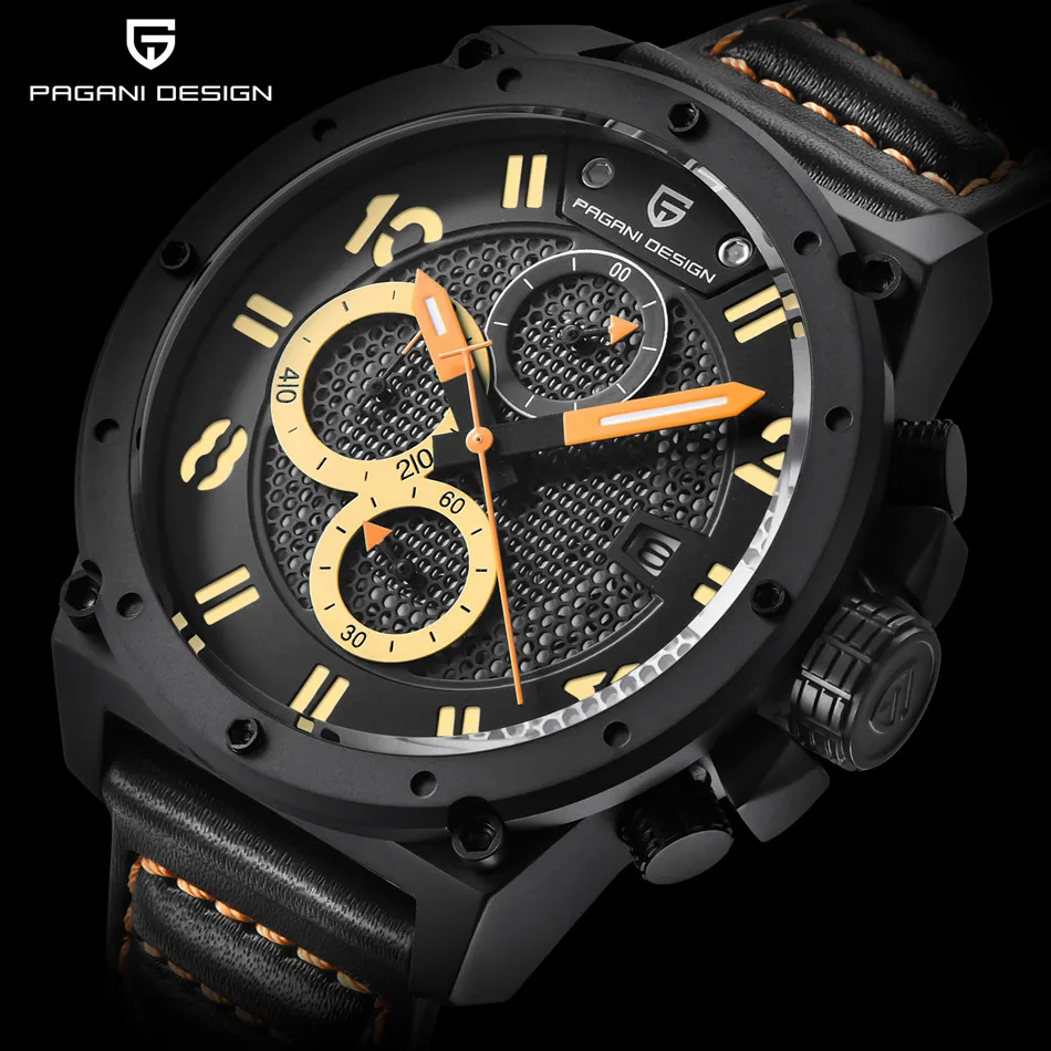 Новые часы Pagan с кожаным ремешком Мужские Аналоговые спортивные военные