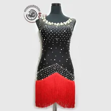 Стиль Костюмы для латинских танцев жемчуг без рукавов кисточкой конкурс латиноамериканских танцев платья для женщин Детские платья для латинских танцев S-4XL