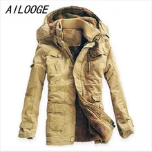 AILOOGE Плюс Размер M-5XL Новая мужская тонкая Длинная хлопок Толстая зимняя теплая куртка пальто из искусственного меха парки, 4 цвета