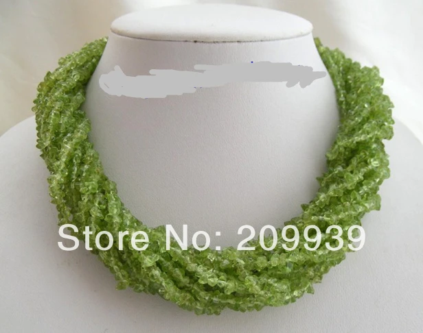 

free shipping>>@@ JY&3487 WOW classic 12strands natural green peridot necklace