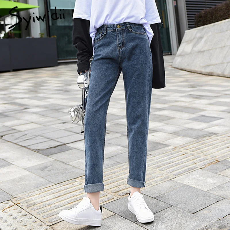 

High Waist Jeans Women Vintage Boyfriend Jeans for Women Full Llength Plus Size Straight Mom Jeans 4 Season Basical Pants 2019