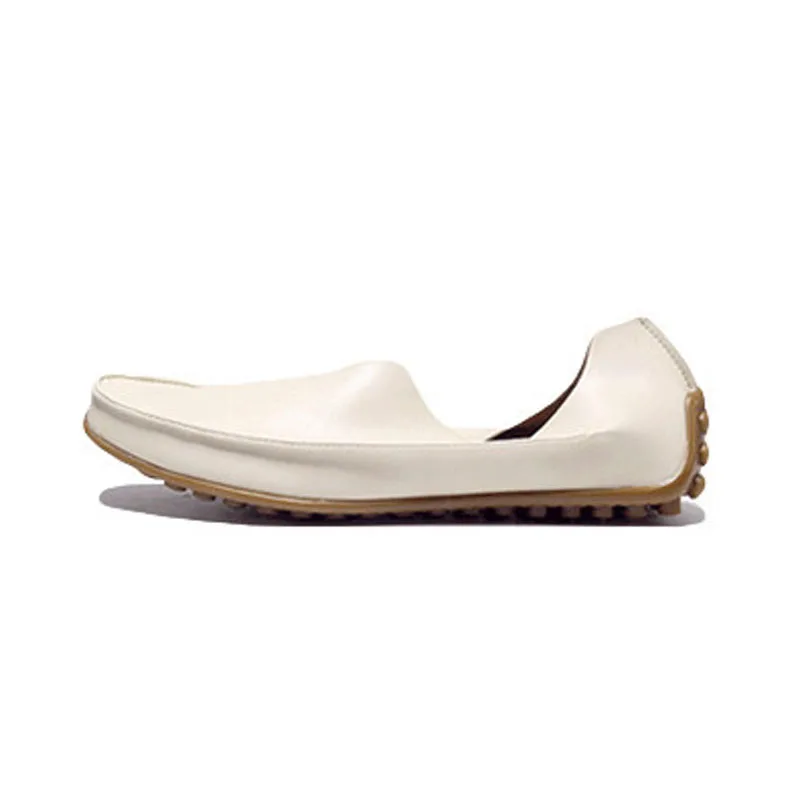FONIRRA/мужские туфли из натуральной кожи на плоской подошве; удобные мужские мокасины без застежки; модные ботинки на низкой платформе для мужчин; повседневная обувь; 215 - Цвет: white