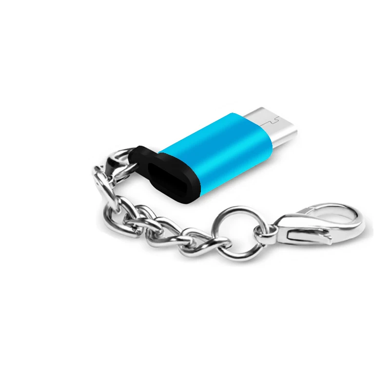 VBNM USB 3,1 C-type OTG адаптер Micro USB-type C Мужской адаптер с цепочкой для samsung S9 Note 8/S8+/LG G5 G6 V20 huawei - Цвет: 1pc Blue