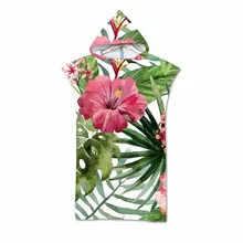 Lannidaa 3D цифровая печать листья тропических растений с капюшоном полотенце носимые банные полотенца для взрослых цветочный узор микрофибра пляжное полотенце