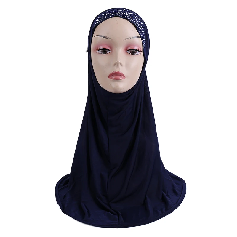 Элегантные украшения из горного хрусталя хиджаб с длинной головкой обертывания для женщин роскошный хиджаб головной платок Мусульманский