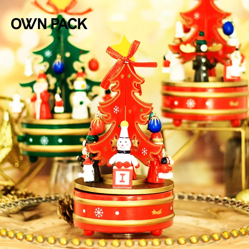 

2018 Hot Sale woodiness Christmas music box/ cristmas decoration / christmas tree mini /Christmas gift